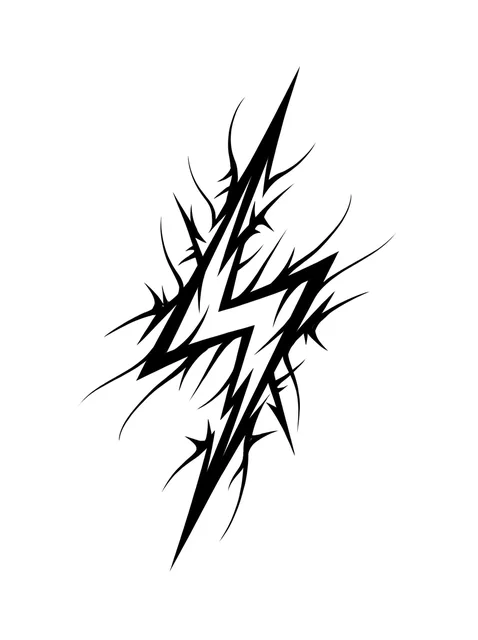 Black and white tribal lightning tattoo design