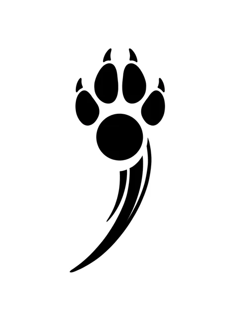Black and white tribal paw tattoo design