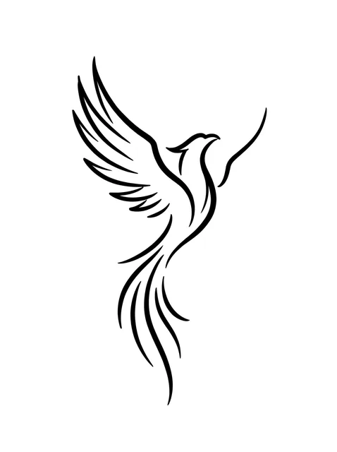 Black and white tribal phoenix tattoo design: a phoenix in flight