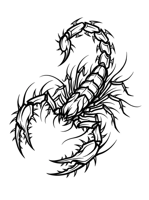 Black and white tribal scorpion tattoo design