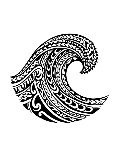 Black and white tribal wave tattoo design