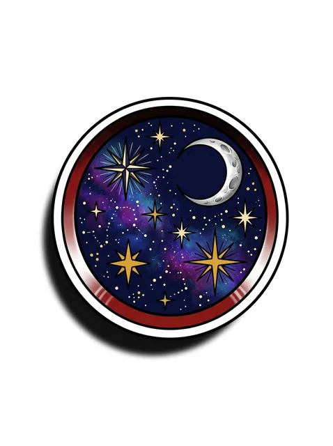 Color 3D galaxy and moon tattoo design