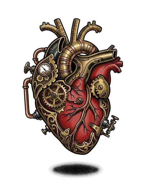 Color 3D heart tattoo design