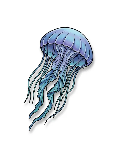 Color 3D jellyfish tattoo design