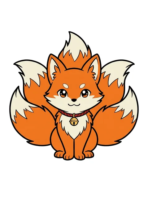 Tattoo-Vorlage mit einem Fuchs, Stil: Anime, in Farbe
