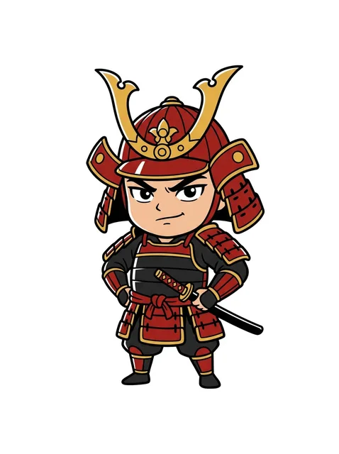 Color anime samurai tattoo design
