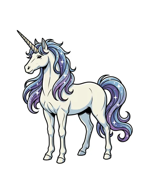 Color anime unicorn tattoo design