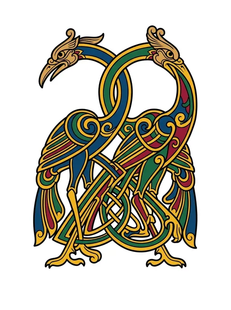 Color celtic bird tattoo design