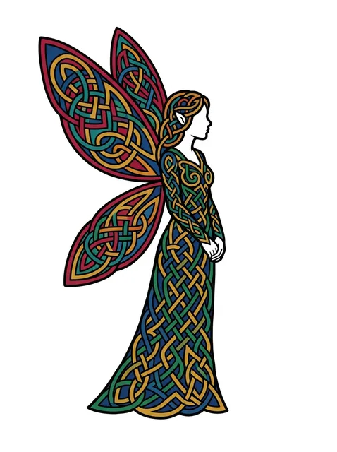 Color celtic fairy tattoo design