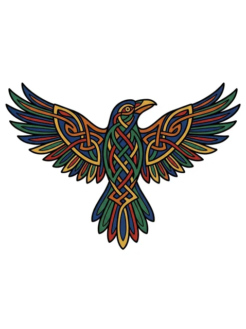 Color celtic raven tattoo design
