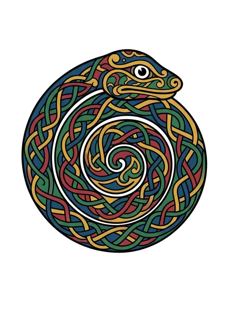 Color celtic snake tattoo design