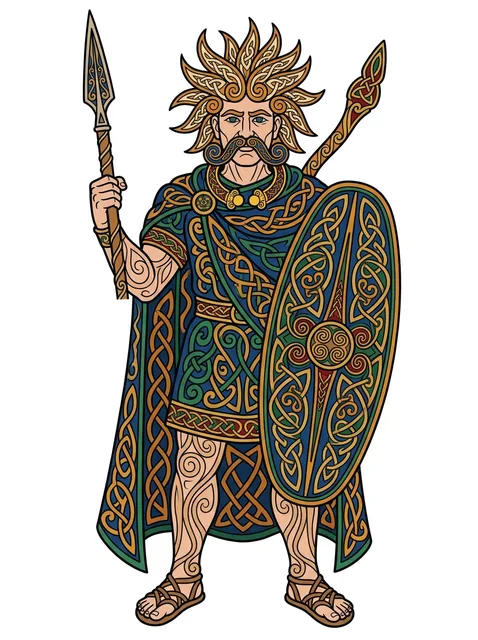 Color celtic warrior tattoo design