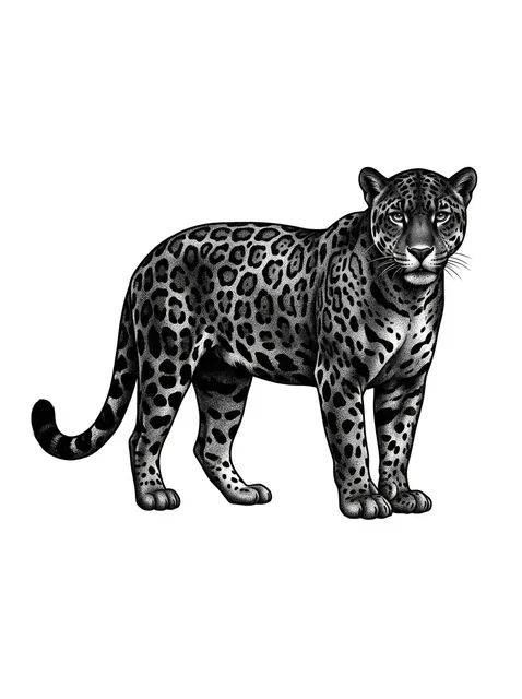 Color dotwork panther tattoo design