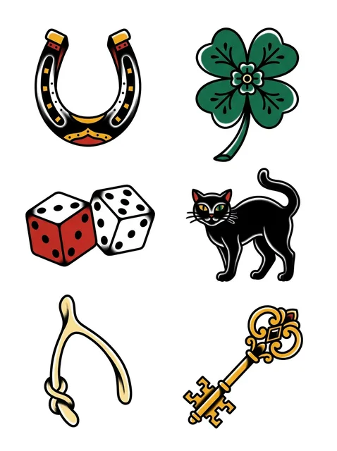 Color flash cat and key tattoo design