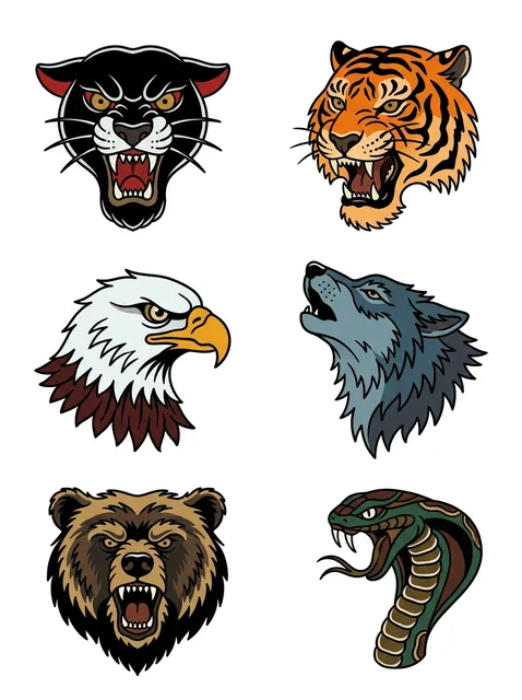 Color flash panther and tiger tattoo design