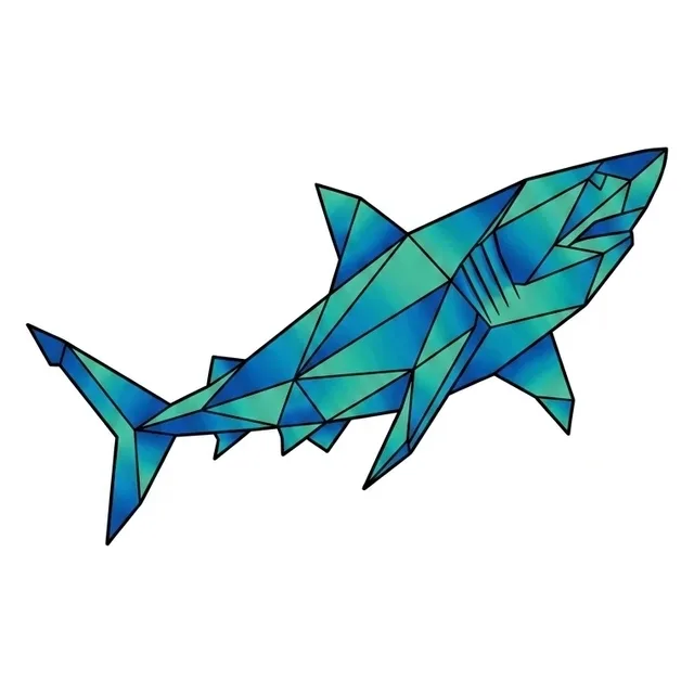 geometric Shark tattoo design, in colour