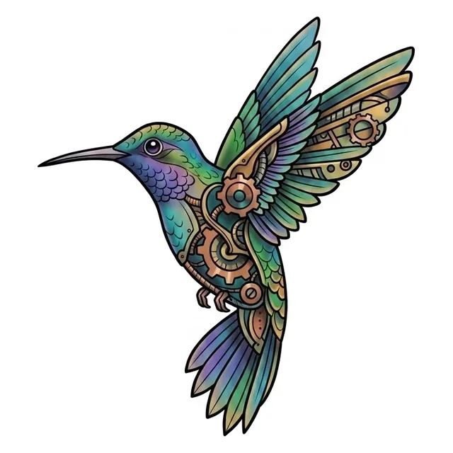illustrative Bird tattoo design, in colour
