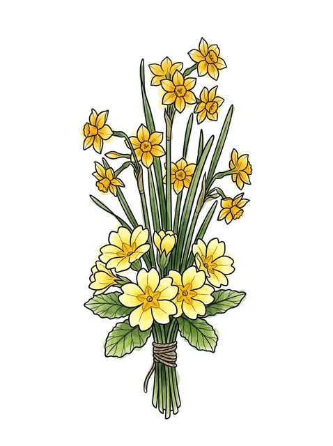 Color illustrative birth flower and primrose tattoo design