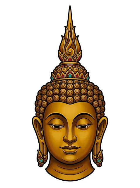 Color illustrative buddha tattoo design