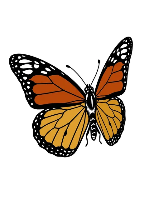 Color illustrative butterfly tattoo design: a monarch butterfly with outstretched wings