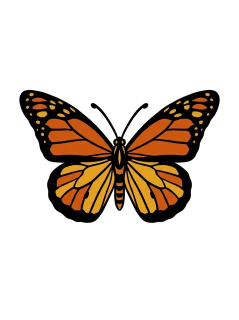 Color illustrative butterfly tattoo design: a monarch butterfly with outstretched wings