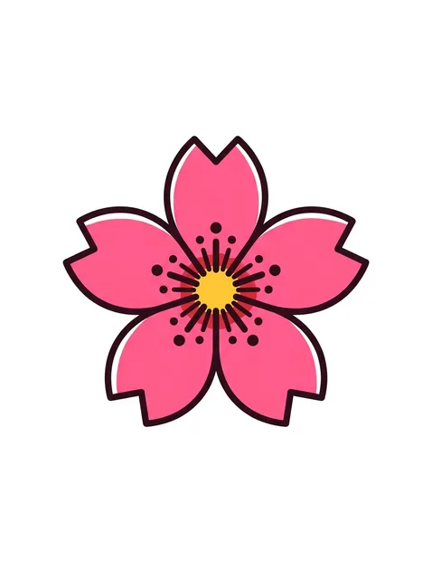 Color illustrative flower and cherry blossom tattoo design