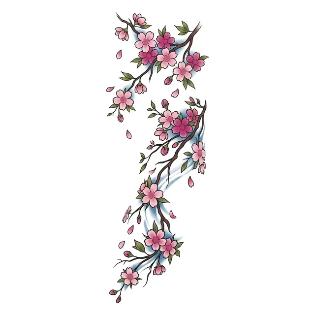 illustrative Cherry Blossom tattoo design, in colour