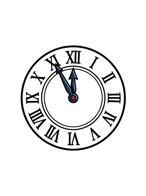 Color illustrative clock tattoo design: a clock face with Roman numerals