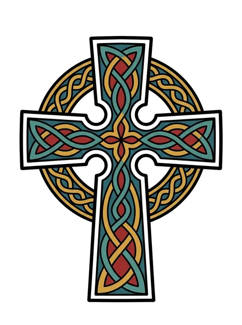 illustrative Cross tattoo design, in colour