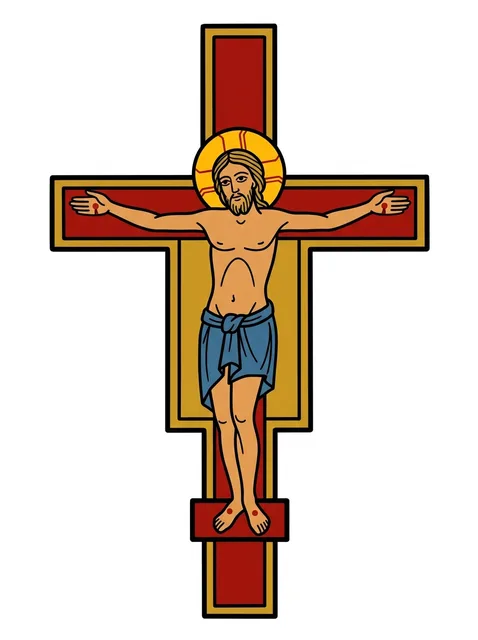 Color illustrative crucifix tattoo design (1 of 2)