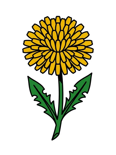 Color illustrative dandelion and flower tattoo design: a dandelion in full bloom