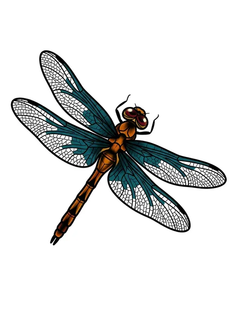 Color illustrative dragonfly tattoo design