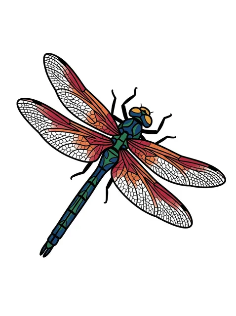 Color illustrative dragonfly tattoo design: a dragonfly with intricate wing details