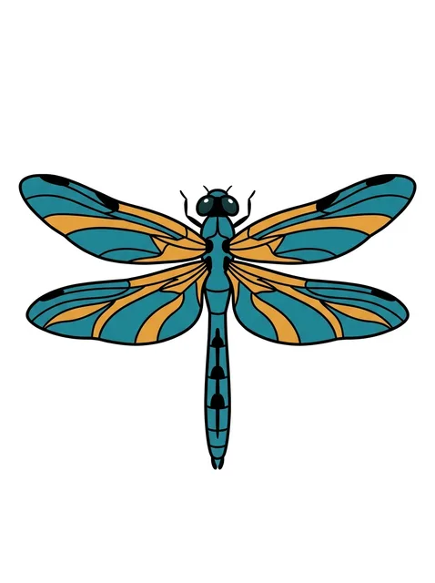 illustrative Dragonfly tattoo design, in colour
