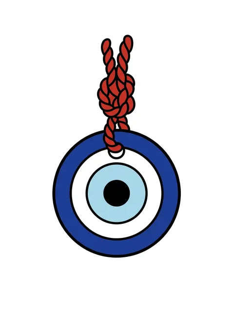 Color illustrative evil eye tattoo design: a classic evil eye symbol