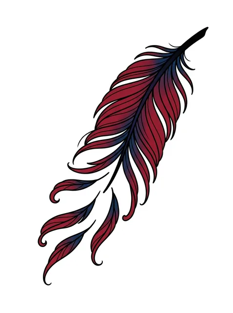 Color illustrative feather tattoo design