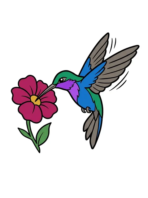 illustrative Hummingbird tattoo design, in colour