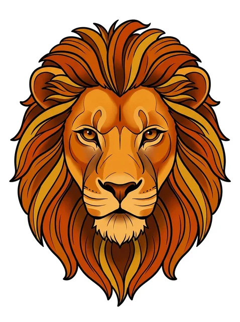 illustrative Lion tattoo design, in colour
