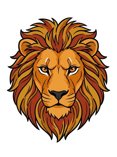 illustrative Lion tattoo design, in colour