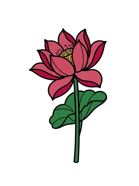 Color illustrative lotus and flower tattoo design