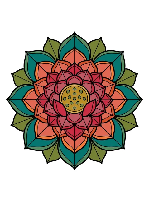 Color illustrative mandala and lotus tattoo design