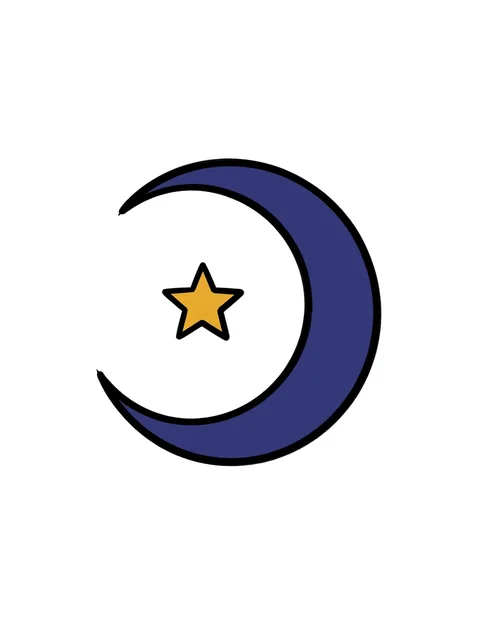 Color illustrative star and moon tattoo design