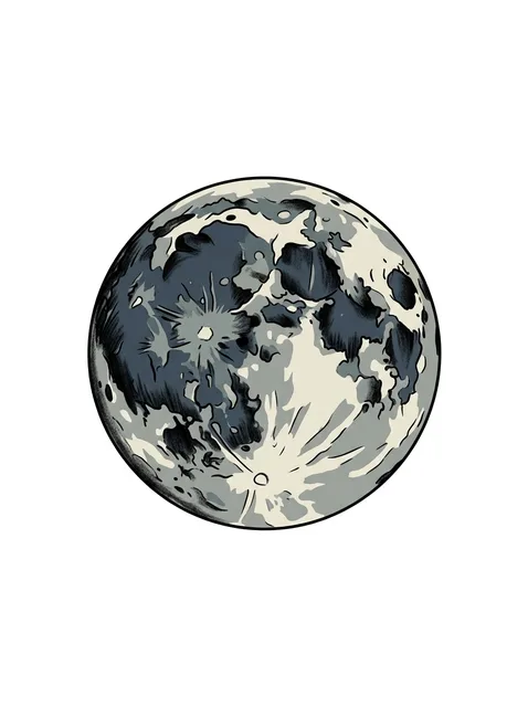 Color illustrative moon tattoo design: the full moon