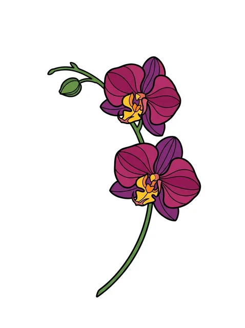 Color illustrative orchid tattoo design