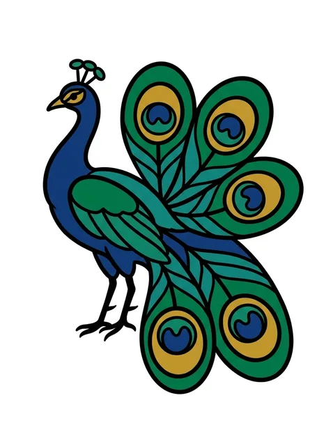Color illustrative peacock tattoo design