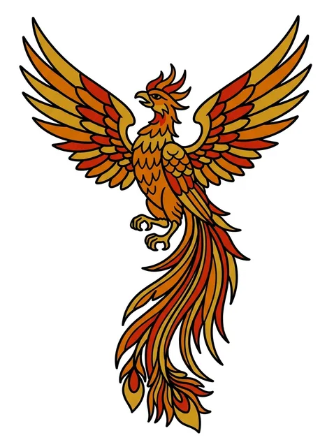 Color illustrative phoenix tattoo design