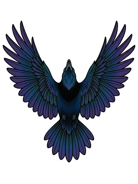 illustrative Raven tattoo design, in colour