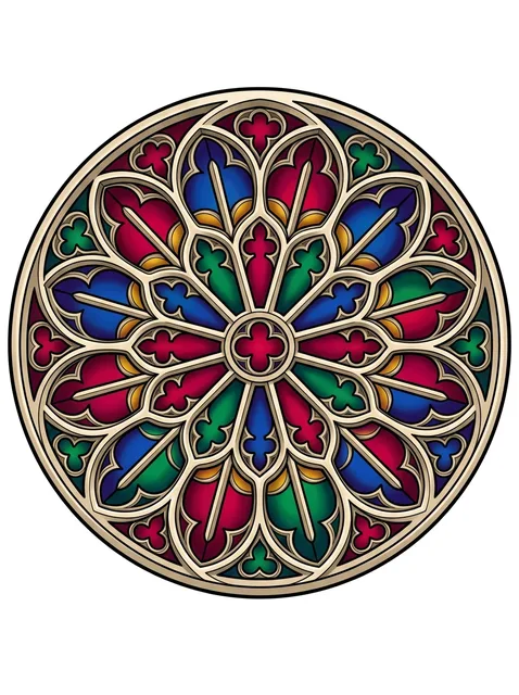 Color illustrative rose window tattoo design (1 of 2)