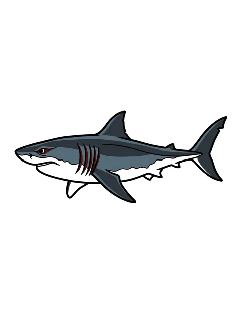 Color illustrative shark tattoo design: a menacing red eye and sharp gill slits
