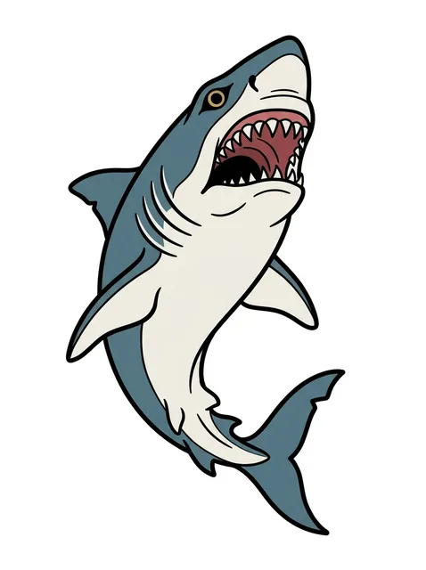 illustrative Shark tattoo design, in colour